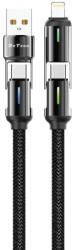 DeTech Кабел за данни DeTech DE-55UCI, 4в1 USB-Lightning/Type-C Type-C - Type-C Type-C - Lightning, 1.0m, Черен - 40536