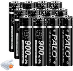  Palo 1, 5 V AAA újratölthető akkumulátorkészlet, LCD kijelző töltő, nagy kapacitású 900mwh, 12db AAA akkumulátor