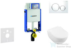 Geberit Kombifix falra szerelhető WC szett, Villeroy & Boch Subway 2.0 CeramicPlus Wc soft close ülőkével, Sigma 20 fehér/fényes króm nyomólappal 111302005NI4 (111302005NI4)