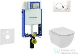 Geberit Kombifix falra szerelhető WC szett, Ideal Standard Tesi Wc soft close ülőkével, Sigma 20 fehér/króm nyomólappal 110302005NE4 (110302005NE4)