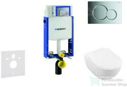 Geberit Kombifix falra szerelhető WC szett, Villeroy & Boch Subway 2.0 CeramicPlus Wc soft close ülőkével, Sigma 01 fényes króm nyomólappal 111302005NI2 (111302005NI2)