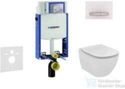Geberit Kombifix falra szerelhető WC szett, Ideal Standard Tesi Aquablade Wc soft close ülőkével, Sigma 50 alpesi fehér/króm nyomólappal 110302005NU8 (110302005NU8)
