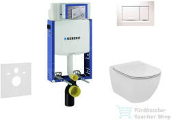 Geberit Kombifix falra szerelhető WC szett, Ideal Standard Tesi Wc ülőkével, Sigma 30 fehér/króm nyomólappal 110302005NF5 (110302005NF5)