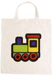  Óvodai jellel vászontáska 27x31x0, 3cm méretben mozdony színes jel