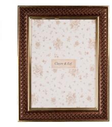Clayre & Eef Bronzos barna rácsos mintájú fényképkeret - 13x18 cm-es képhez (VR-2F1229M)