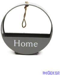  Kerek fém tartó Home felirattal 20cm - Szürke