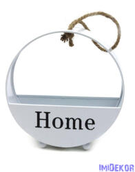  Kerek fém tartó Home felirattal 20cm - Fehér