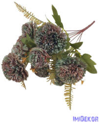  Krizantém 9 fejes selyemvirág csokor 40cm - Barna-Menta