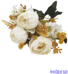 Boglárka 4 fejes selyem csokor 30cm - Törtfehér