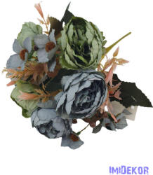  Boglárka 6 fejes selyem csokor 29cm - Kék-Menta