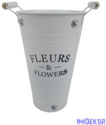  Magas bádog virágtartó 25cm - Fehér