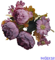  Boglárka 4 fejes selyem csokor 30cm - Antik Lila