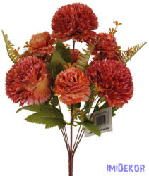  Krizantém 9 fejes selyemvirág csokor 40cm - Rozsda