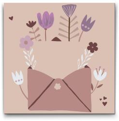  Festés számok szerint - Virágos levél Méret: 30x30cm, Keretezés: Keret nélkül (csak a vászon)