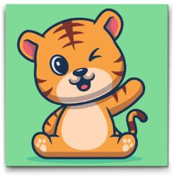  Festés számok szerint - Kis tigris Méret: 30x30cm, Keretezés: Keret nélkül (csak a vászon)