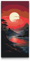  Festés számok szerint - Vörös naplemente Méret: 40x80cm, Keretezés: Keret nélkül (csak a vászon)