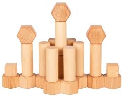 Goki Fa építőkocka, csiszolt, dióolajjal kezelt, vászontasakban