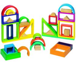 Goki Fa építőkocka, szivárvány 38 db-os készlet