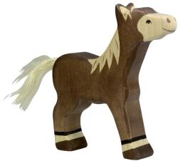 Holztiger Fa játék állatok - ló, csikó, sötétbarna, álló