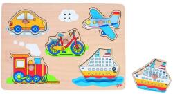 Goki Hangot adó fogantyús fa kirakó, járművek, járműhangokkal