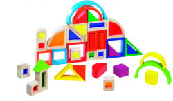 Goki Fa építőkocka, szivárvány 37 db-os készlet