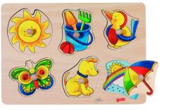 Goki Fogantyús fa kirakó háttérképpel, nap és hold