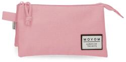 MOVOM Lányka tolltartó, Movom Always on the move, 3 rekeszes, rózsaszín, 22x12x5 cm
