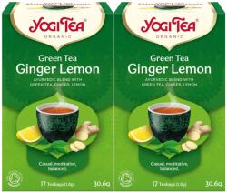 YOGI TEA 2x Bio zöld tea készlet gyömbérrel és citrommal, 17 tasak, 30.6 g