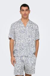 ONLY & SONS Only & Sons, Normál fazonú mintás ing, Fehér, Kék, L (22032733-CLOUD-DANCER-VINTAGE-INDIGO-L)