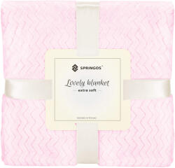 SPRINGOS Bolyhos takaró, Puha, Meleg, 2 személyes, 160 x 200 cm, Pasztell rózsaszín (HA-7140-4539)