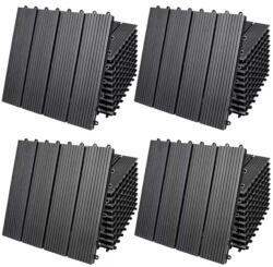 Debau 4 m2 WPC kazettás teraszburkolólap 44 darabos készlet 30x30 cm klasszikus balkonburkolólap antracit teraszburkolat