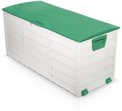 Land24 Gurulós kerti tároló láda műanyag 230 literes szürke - zöld