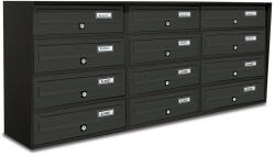 ALUBOX Társasházi postaláda 12 darabos beltéri és kültéri falra szerelhető antracit SLIM 4x3 levélszekrény galvanizált festett acél