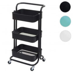 Wohnung Tálalókocsi, konyhai kocsi, bárkocsi fogantyúval fekete, fehér, kék 86x44x37 cm porszórt acél