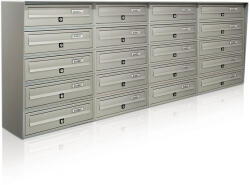 ALUBOX Társasházi postaláda 20 darabos beltéri és kültéri falra szerelhető szürke SLIM 5x4 levélszekrény galvanizált festett acél