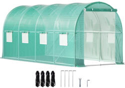 VEVOR Alagút fóliasátor 460x210x210 cm üvegház boltíves tetővel horganyzott acél keret PE borítással (YDSDWSL1577FTL1FIV0)