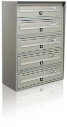 ALUBOX Társasházi postaláda 5 darabos beltéri és kültéri falra szerelhető szürke SLIM levélszekrény galvanizált festett acél