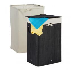 Relax Bambusz téglalap alakú szennyestartó kosár 80 literes fekete színű