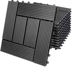 Debau WPC kazettás teraszburkolólap 11 darabos készlet 30x30 cm mozaik balkonburkolólap antracit teraszburkolat
