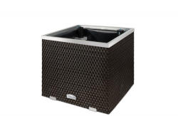 Rattan Art Polirattan önöntözős virágtartó láda 50x50x43 cm sötétbarna öntözőrendszerrel ellátott cserép