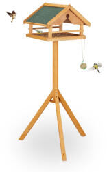 Relax Madáretető 120x62x55 cm álló fenyőfa madáretető állványos eleségtartó kerti dekoráció natúr-zöld