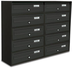 ALUBOX Társasházi postaláda 10 darabos beltéri és kültéri falra szerelhető antracit SLIM 5x2 levélszekrény galvanizált festett acél