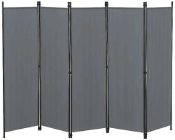 PremiumD Spanyolfal, térelválasztó paraván 5 darab panel 250x171 cm sötétszürke színben