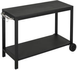 Oasom Rozsdamentes acél konyhai kocsi 2 kerékkel, tálalókocsi 128x46, 5x86, 5 cm fekete
