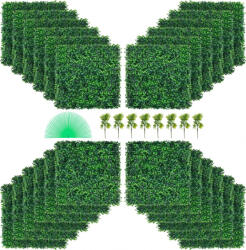 VEVOR Műnövény dekorfal 24 db 50x50 cm élethű műnövény zöldfal mesterséges virágfal sötétzöld növényfal (00135191)