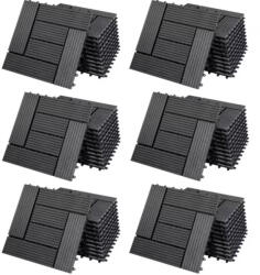 Debau 6 m2 WPC kazettás teraszburkolólap 66 darabos készlet 30x30 cm mozaik balkonburkolólap antracit teraszburkolat