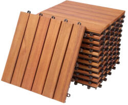 Debau 1 m2 Fa teraszburkolólap 11 darabos készlet 30x30 cm eukaliptuszfa balkonburkolólap kazettás teraszburkolat