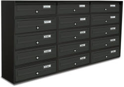 ALUBOX Társasházi postaláda 15 darabos beltéri és kültéri falra szerelhető antracit SLIM 5x3 levélszekrény galvanizált festett acél