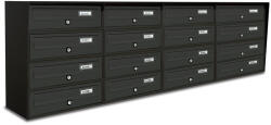 ALUBOX Társasházi postaláda 16 darabos beltéri és kültéri falra szerelhető antracit SLIM 4x4 levélszekrény galvanizált festett acél