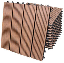 Debau WPC kazettás teraszburkolólap 11 darabos készlet 30x30 cm klasszikus balkonburkolólap Terrakotta teraszburkolat